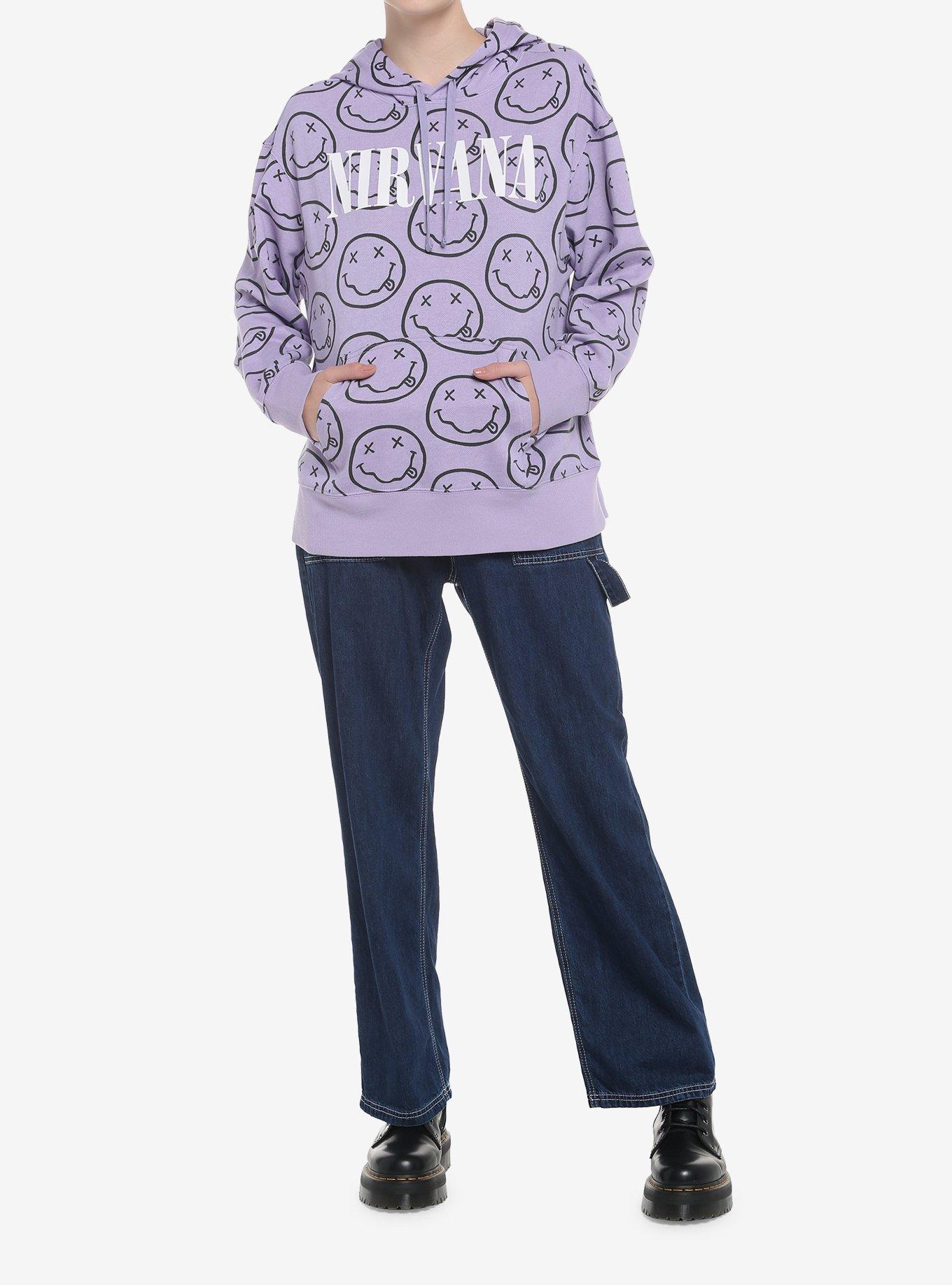 Nirvana Allover Print Pastel Girls Hoodie, LAVENDER, alternate