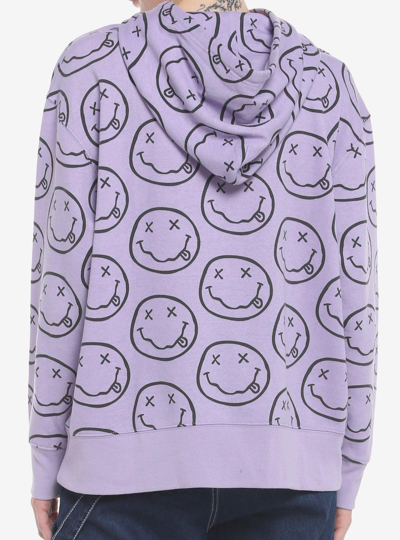 Nirvana Allover Print Pastel Girls Hoodie, LAVENDER, alternate