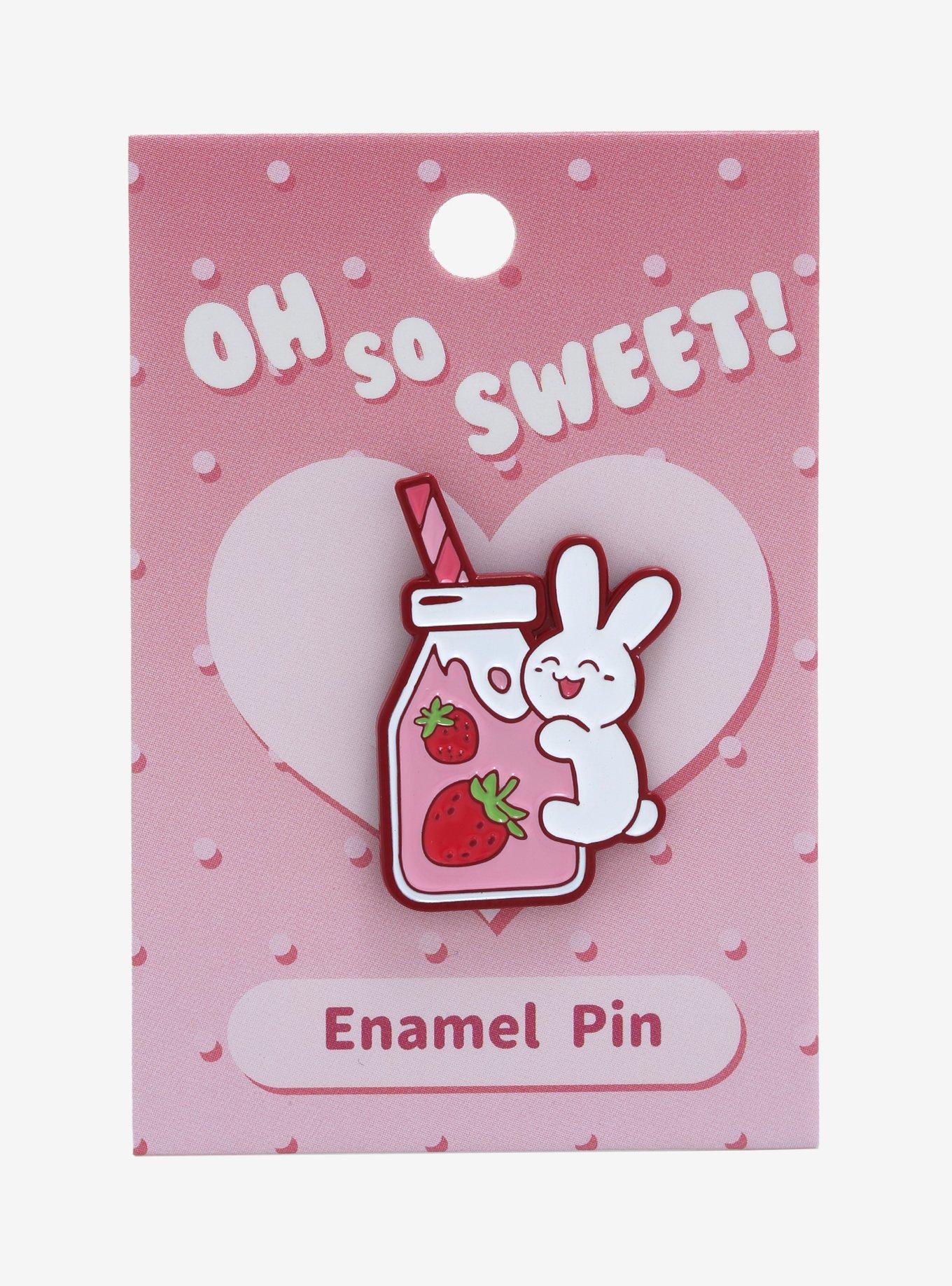 Chibi Bunny with Strawberry Milk Enamel Pin - BoxLunch Exclusive, , alternate