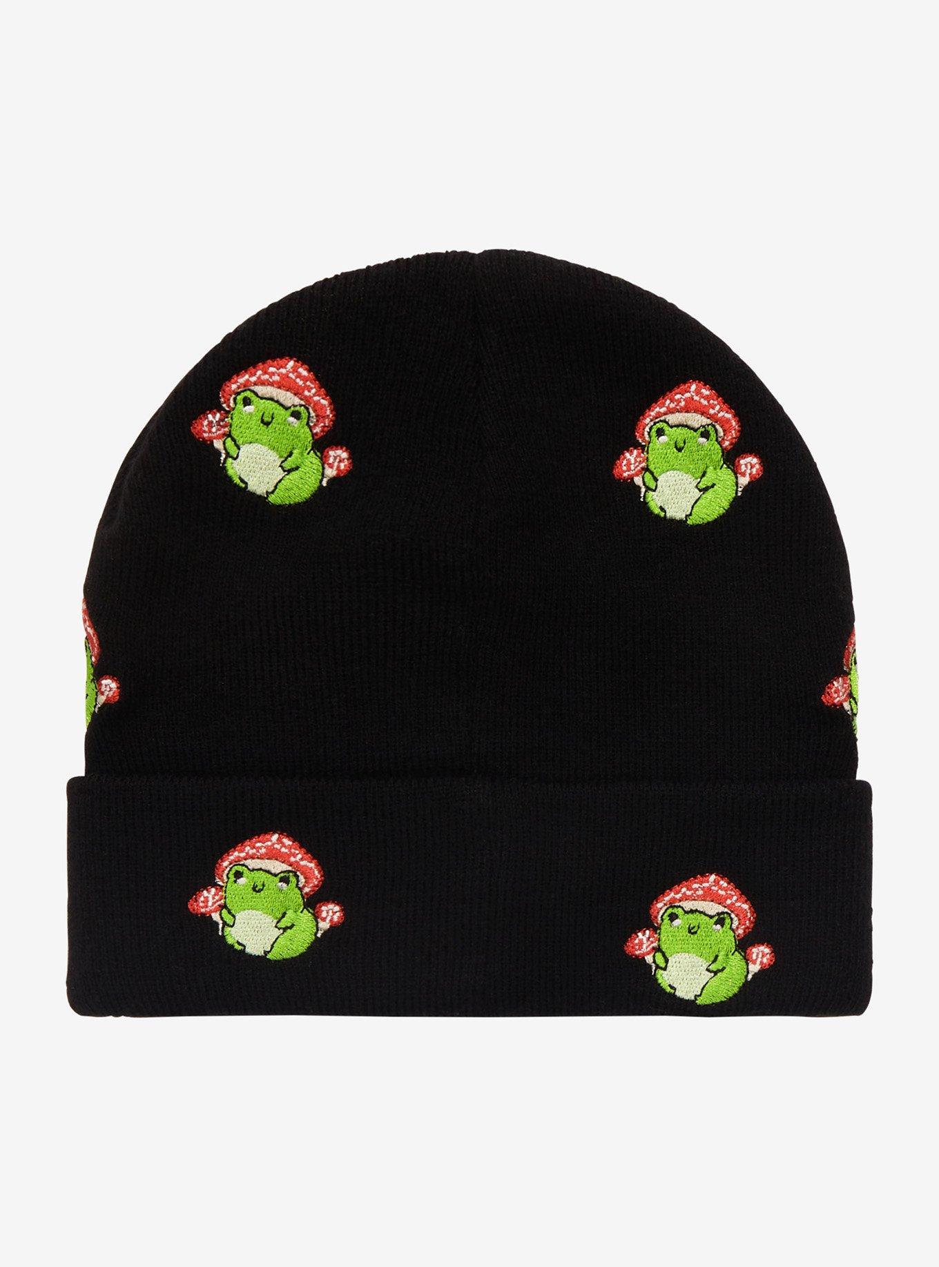 Mushroom Frog Embroidered Beanie, , alternate
