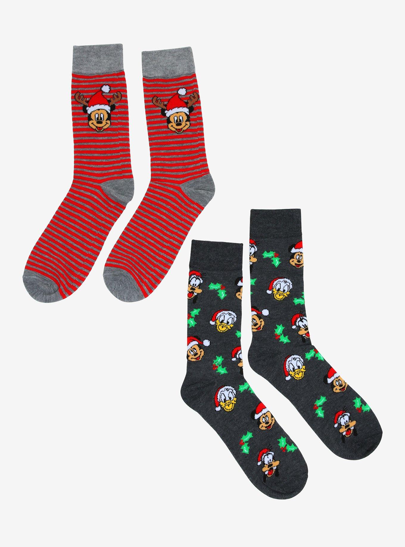 Disney Mickey Mouse & Friends Holiday Crew Socks 2 Pair, , alternate