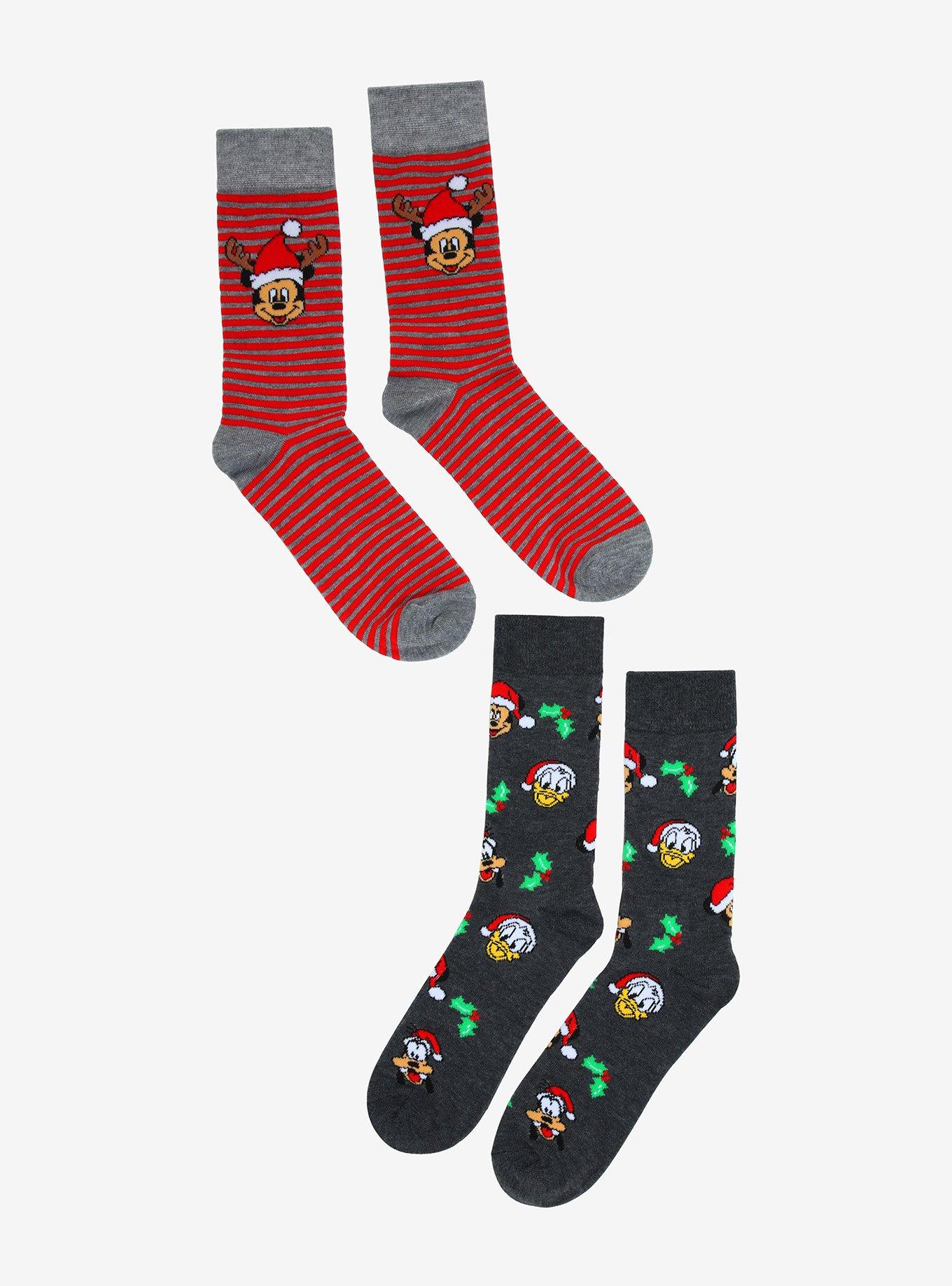 Disney Mickey Mouse & Friends Holiday Crew Socks 2 Pair, , alternate