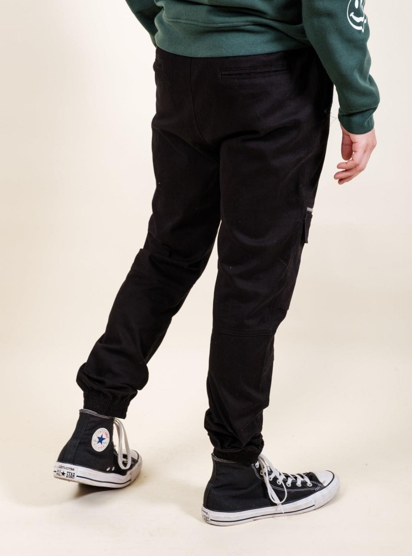 Black Cargo Zip Pocket Jogger, BLACK, alternate