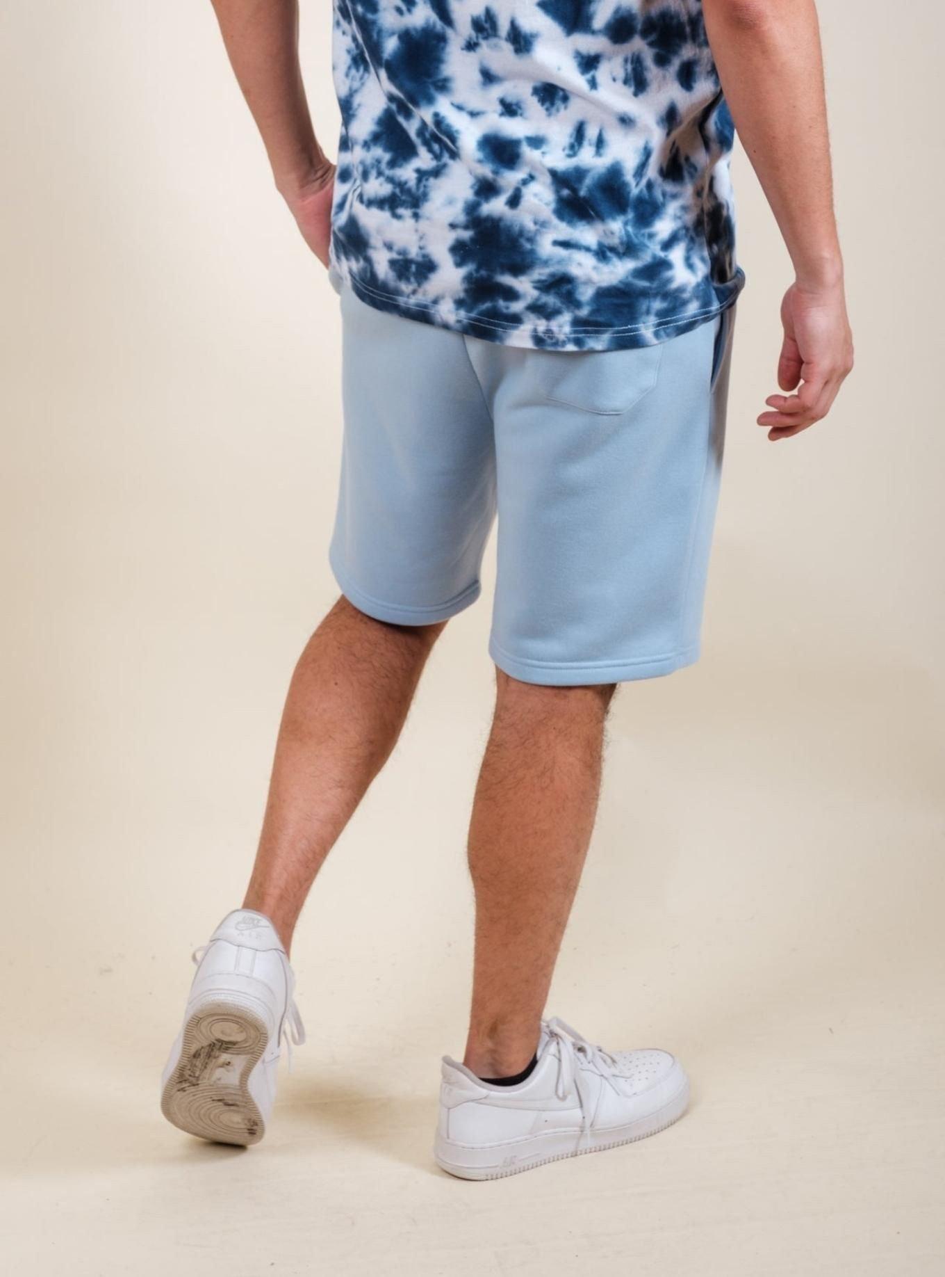 Dusty Blue Knit Shorts, BLUE, alternate