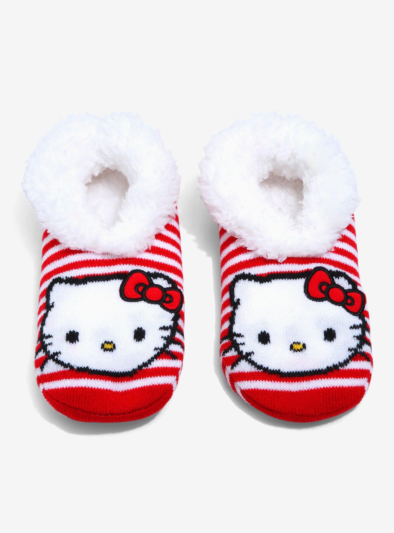 Sanrio Hello Kitty Striped Fleece Slipper Socks - BoxLunch Exclusive , , alternate