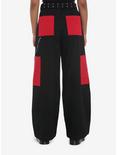 Black & Red Pocket Wide Leg Girls Cargo Pants, BLACK, alternate