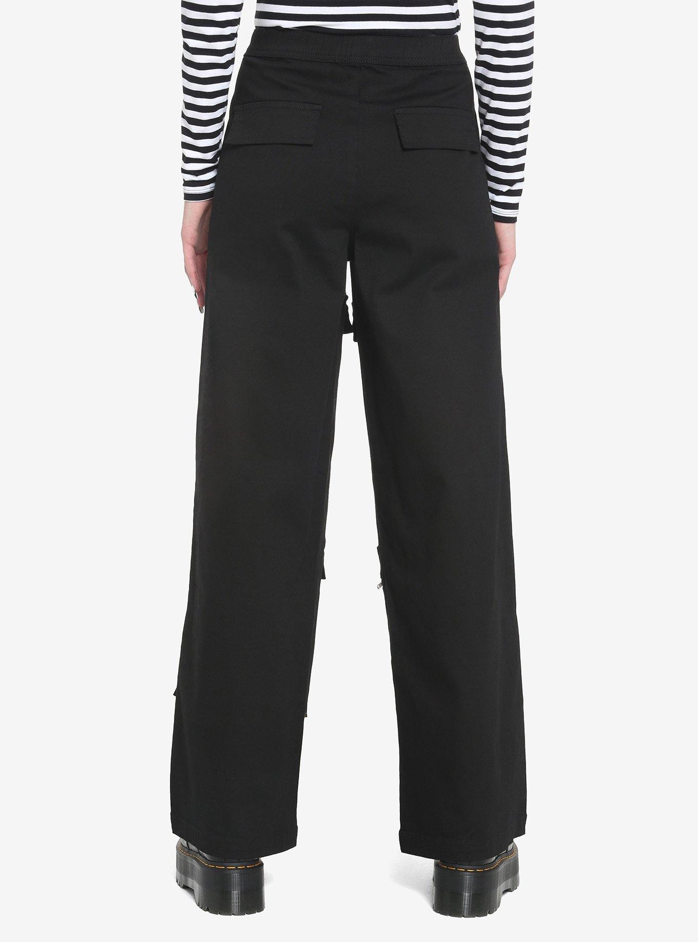 Black Straight Leg Cargo Pants, BLACK, alternate