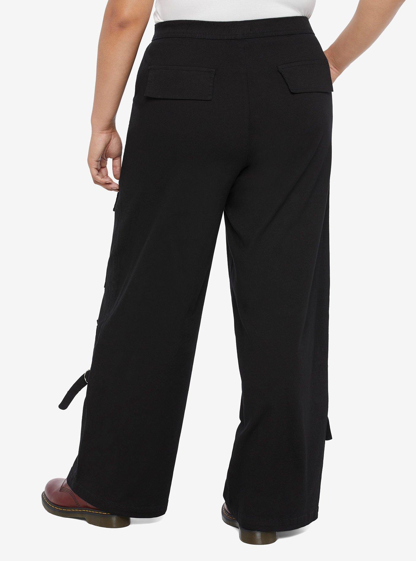 Black Straight Leg Cargo Pants Plus Size, BLACK, alternate