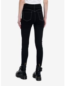 Black & White Stitch Side Chain Super Skinny Jeans, , hi-res