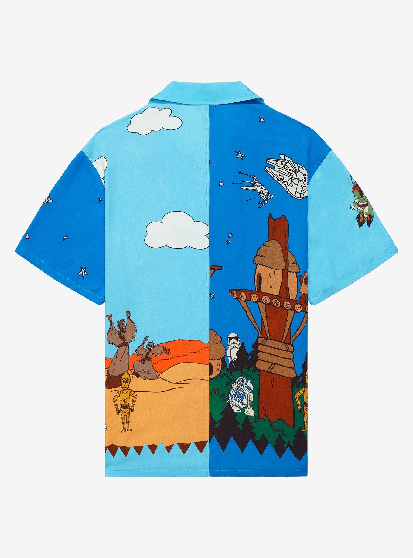 Our Universe Star Wars Classic Locations Tatooine and Endor Scene Woven Button-Up - BoxLunch Exclusive, MULTI, alternate