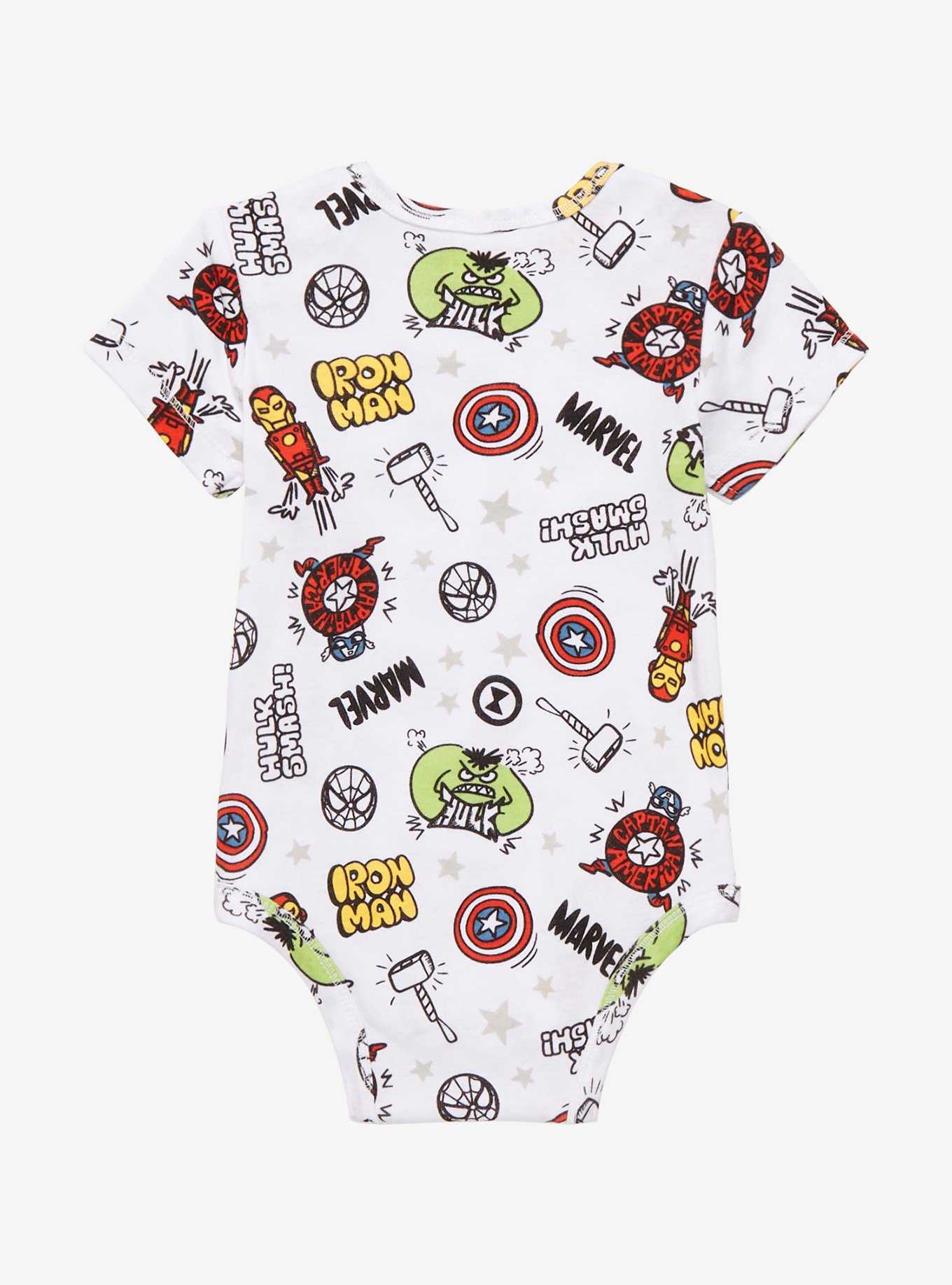 Marvel Avengers Sketch Art Character Portrait Allover Print Infant One-Piece - BoxLunch Exclusive , , hi-res