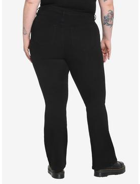 Black Stretch Flare Jeans Plus Size, , hi-res