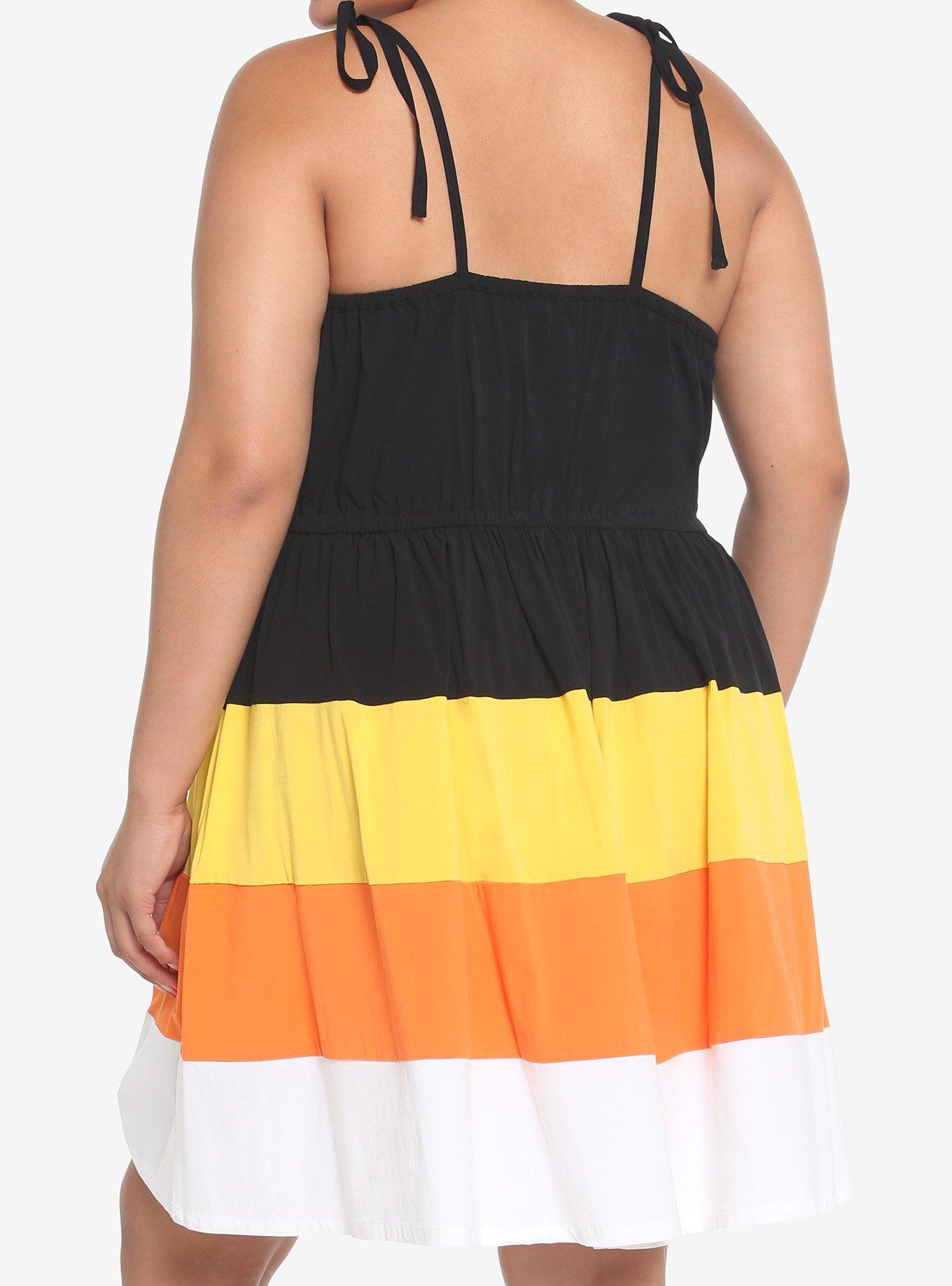 Candy Corn Tiered Dress Plus Size, STRIPES, alternate