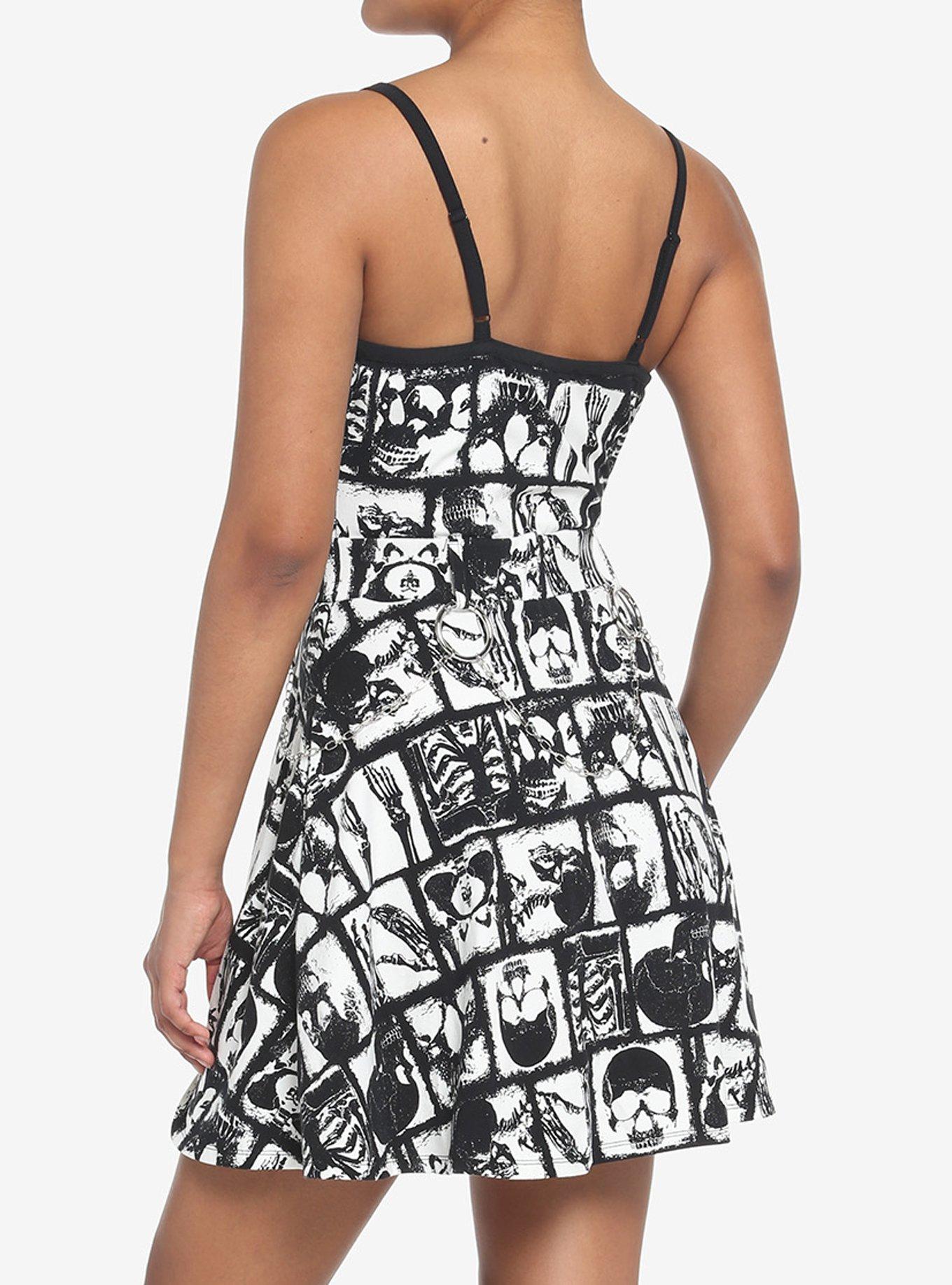 Skeleton Anatomy Hardware Strappy Dress, BLACK, alternate