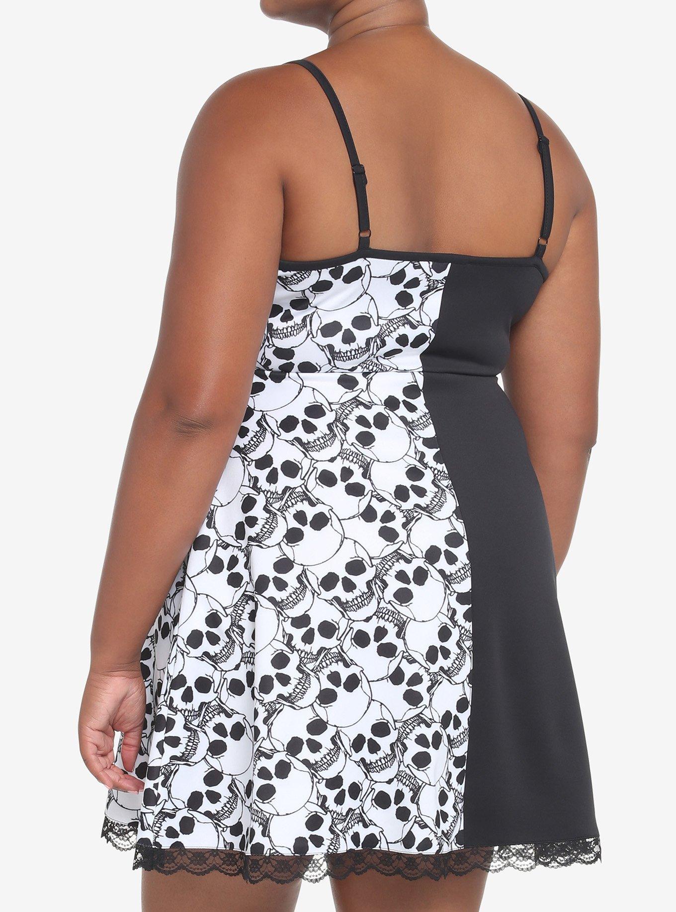 Black Skull Split Dress Plus Size, SKULL, alternate