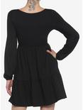 Black Tiered Long-Sleeve Dress, BLACK, alternate