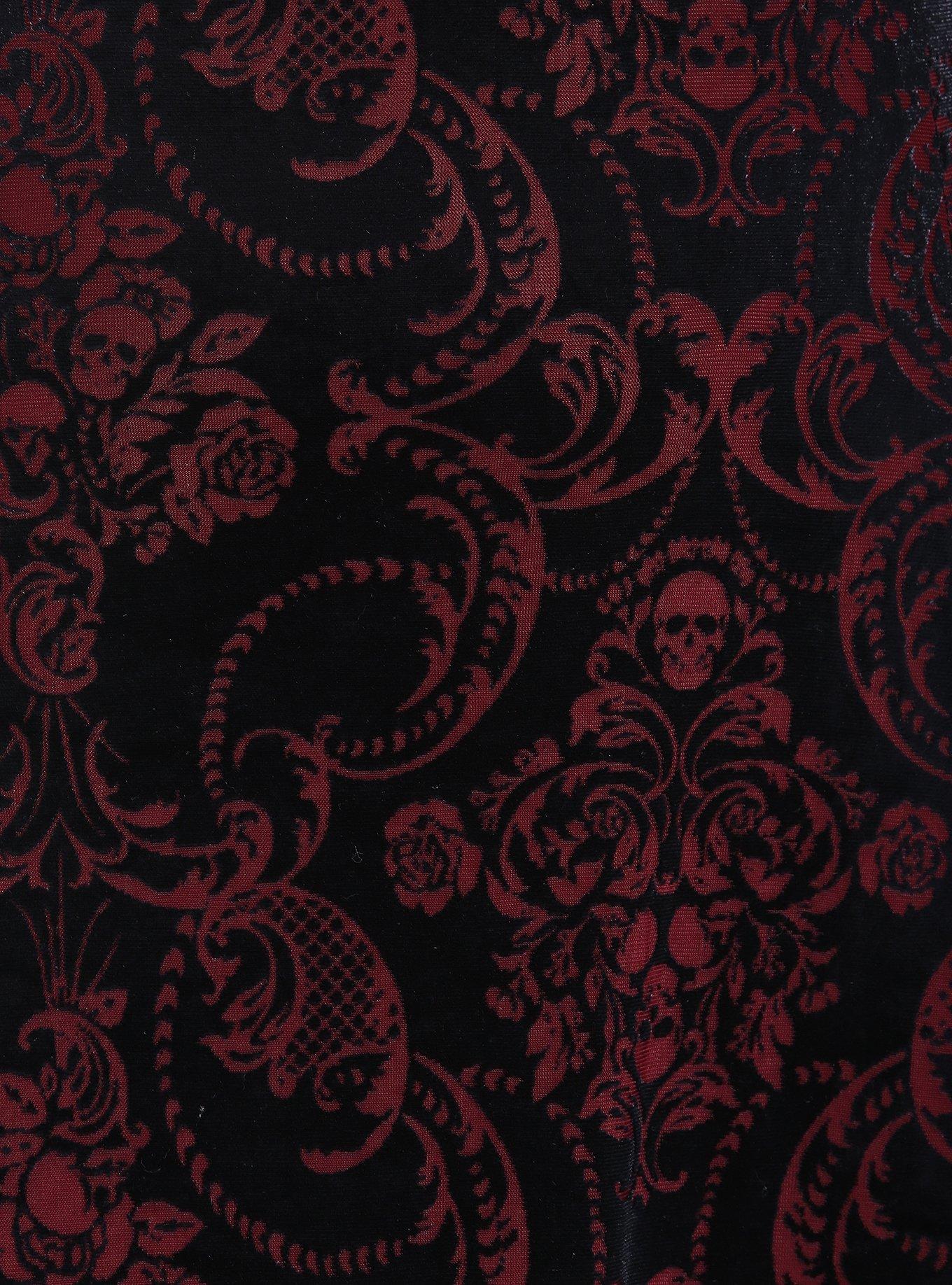 Velvet Damask Long-Sleeve Dress Plus Size, BURGUNDY, alternate