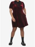 Burgundy Velvet Collar Dress Plus Size, BURGUNDY, alternate