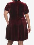 Burgundy Velvet Collar Dress Plus Size, BURGUNDY, alternate