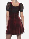 Burgundy Velvet & Black Lace Corset Dress, BURGUNDY, alternate