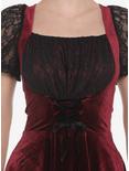 Burgundy Velvet & Black Lace Corset Dress, BURGUNDY, alternate