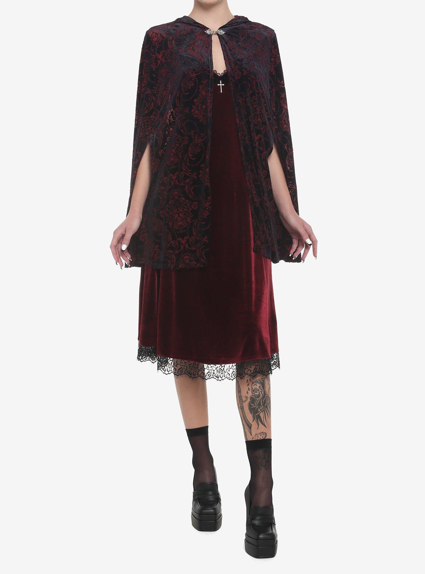 Burgundy Velvet Slip Midi Dress, BURGUNDY, alternate