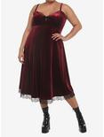 Burgundy Velvet Slip Midi Dress Plus Size, BURGUNDY, alternate