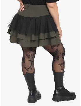 Green & Black Ruffle Tiered Skirt Plus Size, , hi-res