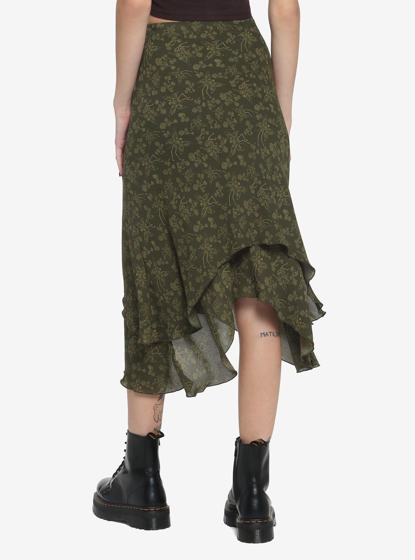 Skeleton Fairy Midi Skirt, GREEN, alternate