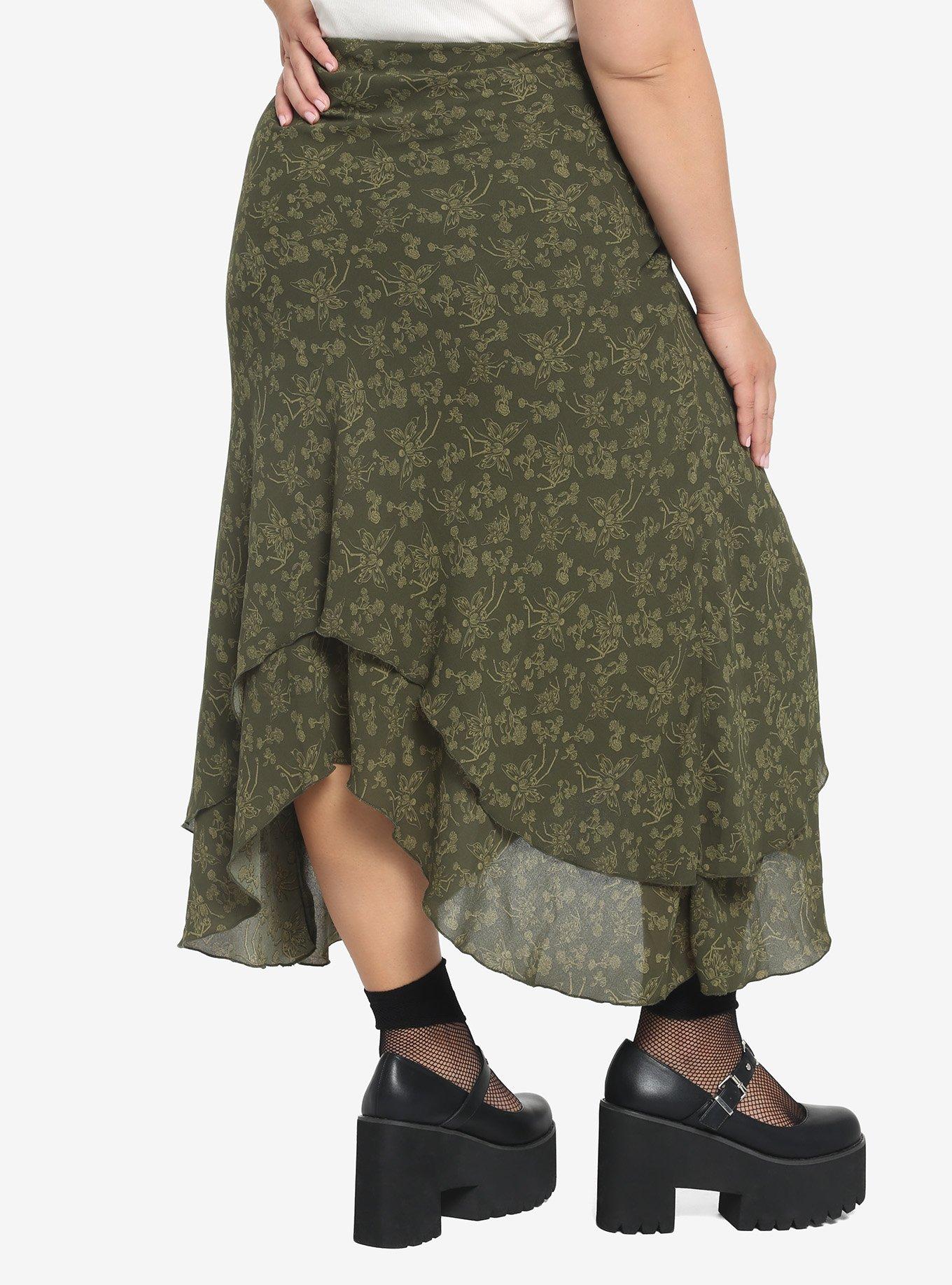 Skeleton Fairy Midi Skirt Plus Size, GREEN, alternate