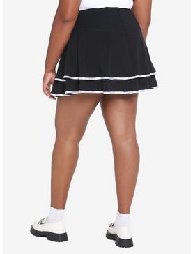 Black & White Triple Lace-Up Tiered Skirt Plus Size, , hi-res