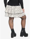 Mushroom Teeth Tiered Skirt Plus Size, BLACK, alternate