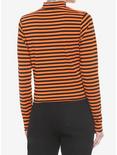 Orange & Black Stripe Cutout Girls Long-Sleeve Top, STRIPES - ORANGE, alternate