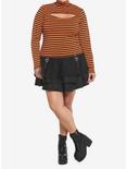 Orange & Black Stripe Cutout Girls Long-Sleeve Top Plus Size, STRIPES - ORANGE, alternate