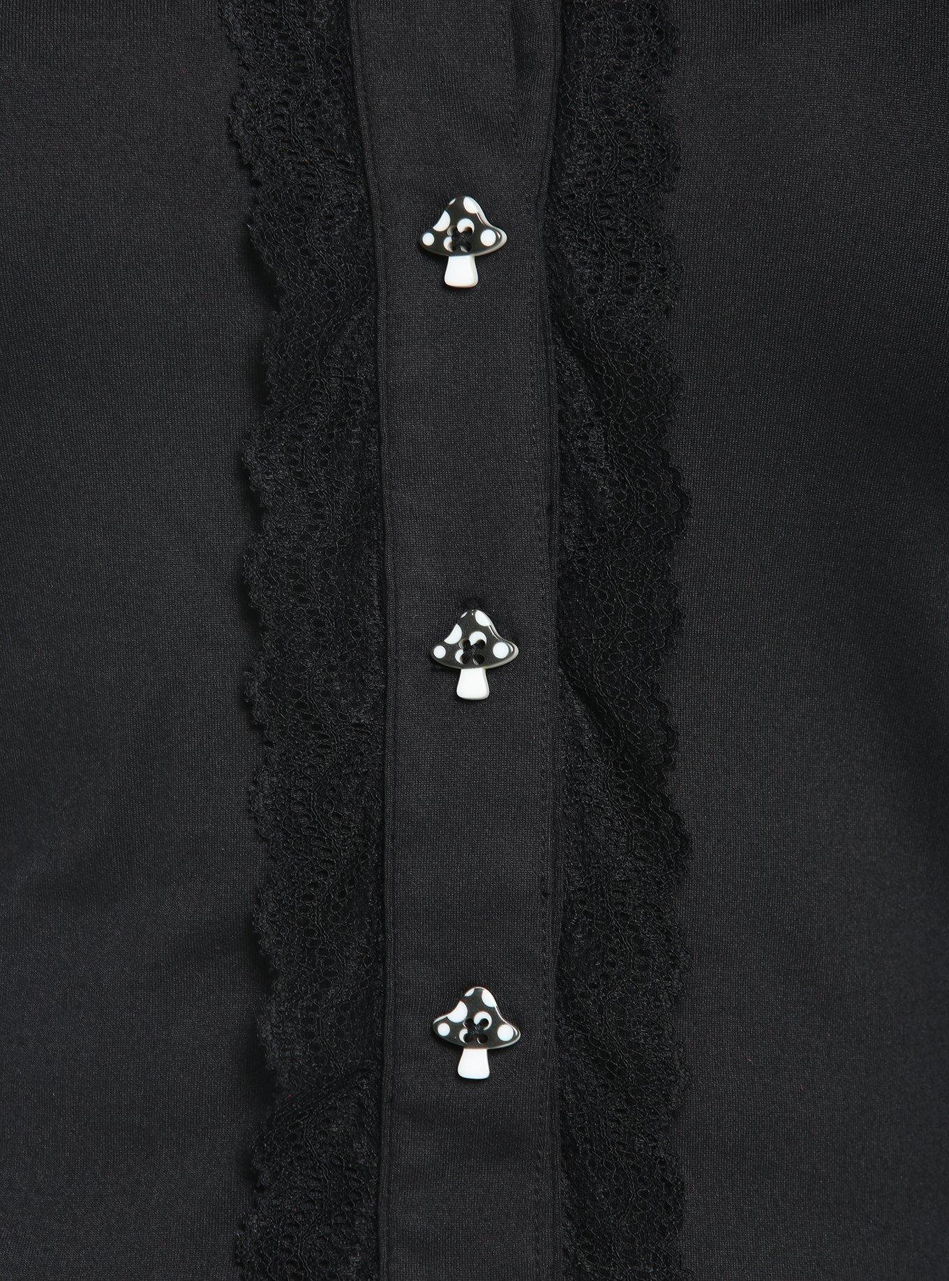 Black Mushroom Girls Crop Long-Sleeve Top Plus Size
