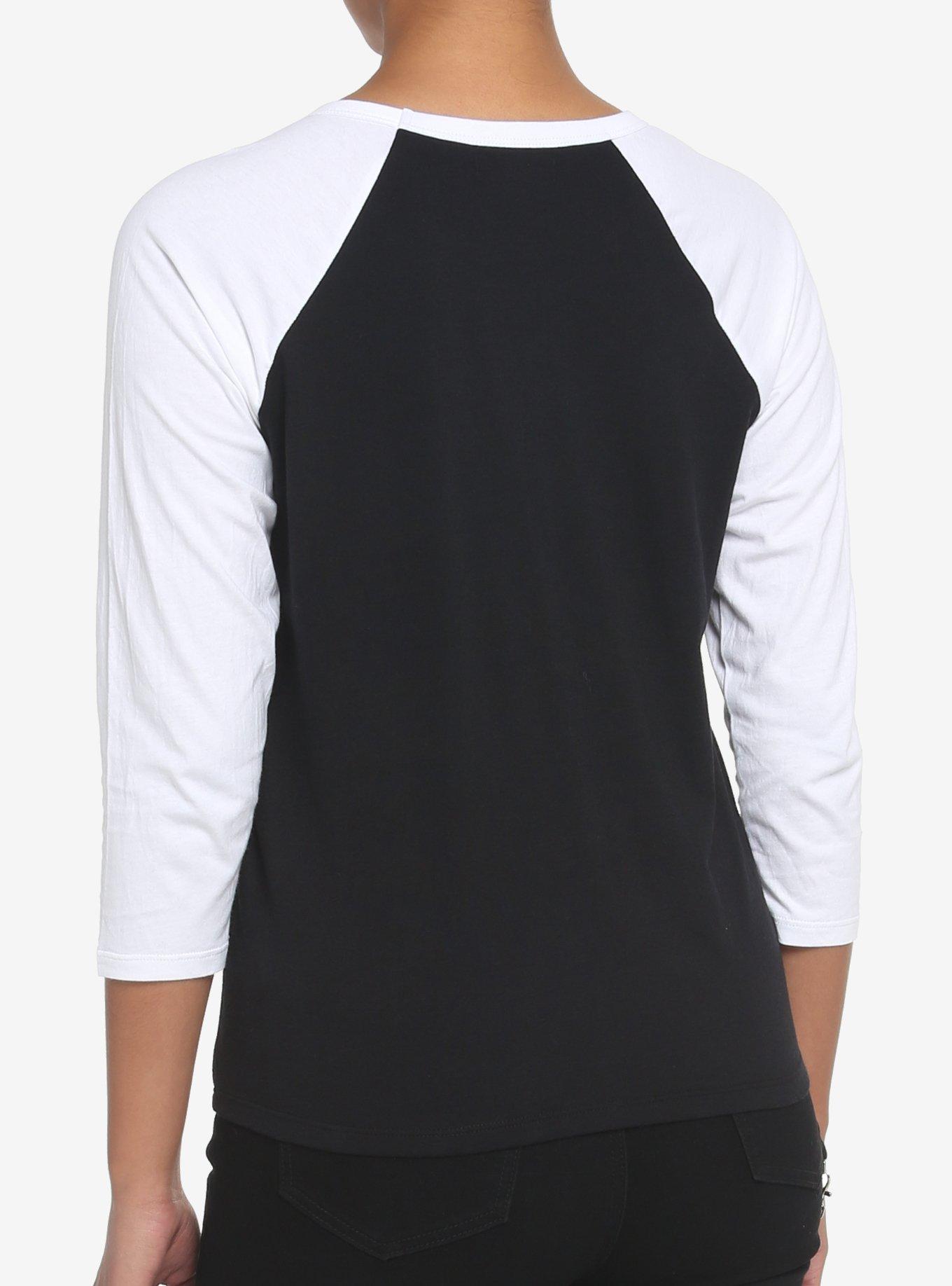 Smiling Ghost Girls Raglan T-Shirt, BLACK, alternate