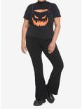 Black Jack-O'-Lantern Cutout Girls T-Shirt Plus Size, BLACK, alternate