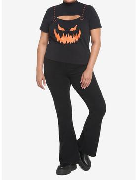 Black Jack-O'-Lantern Cutout Girls T-Shirt Plus Size, , hi-res