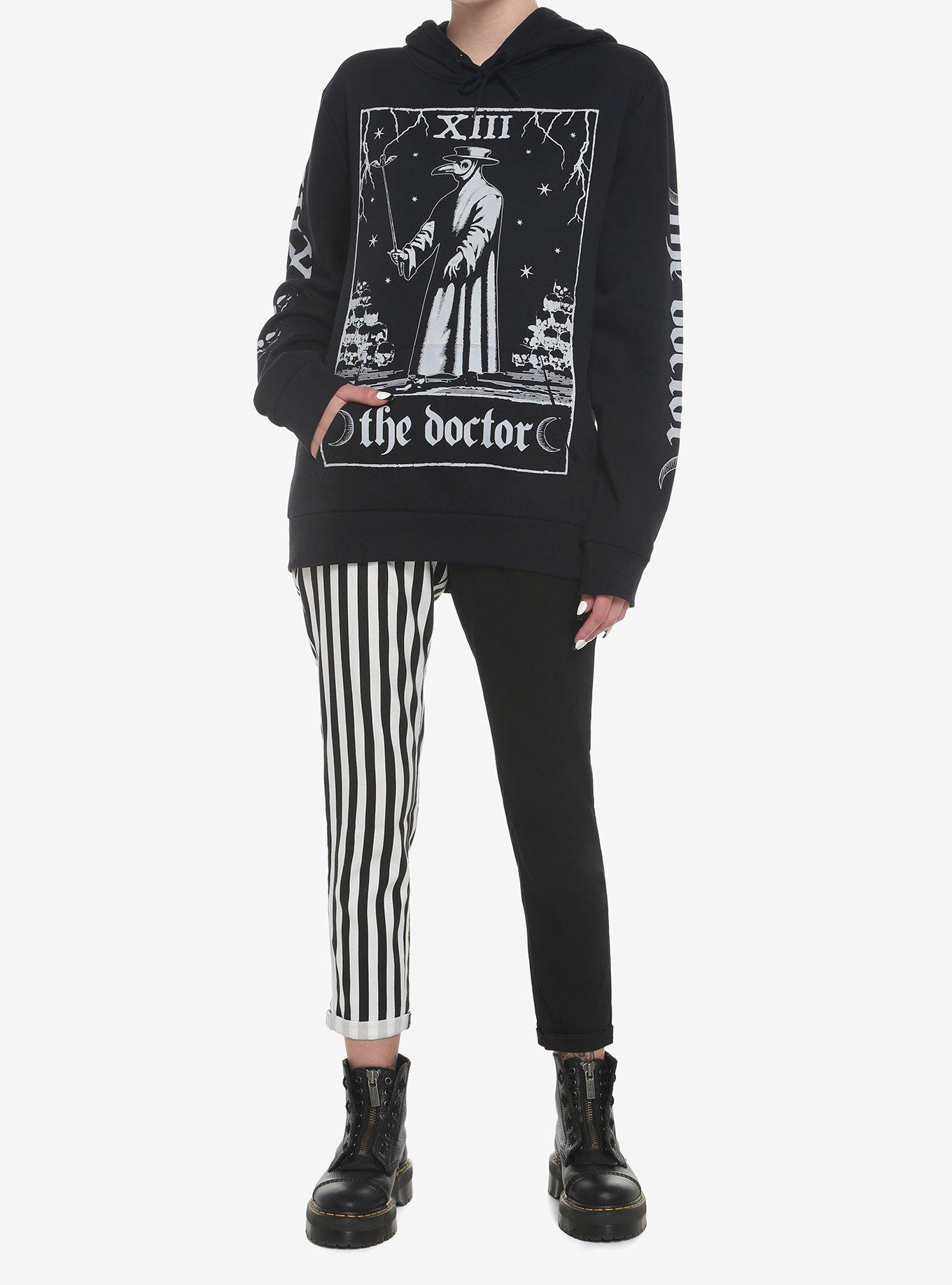 Plague Doctor Tarot Card Girls Hoodie, BLACK, alternate