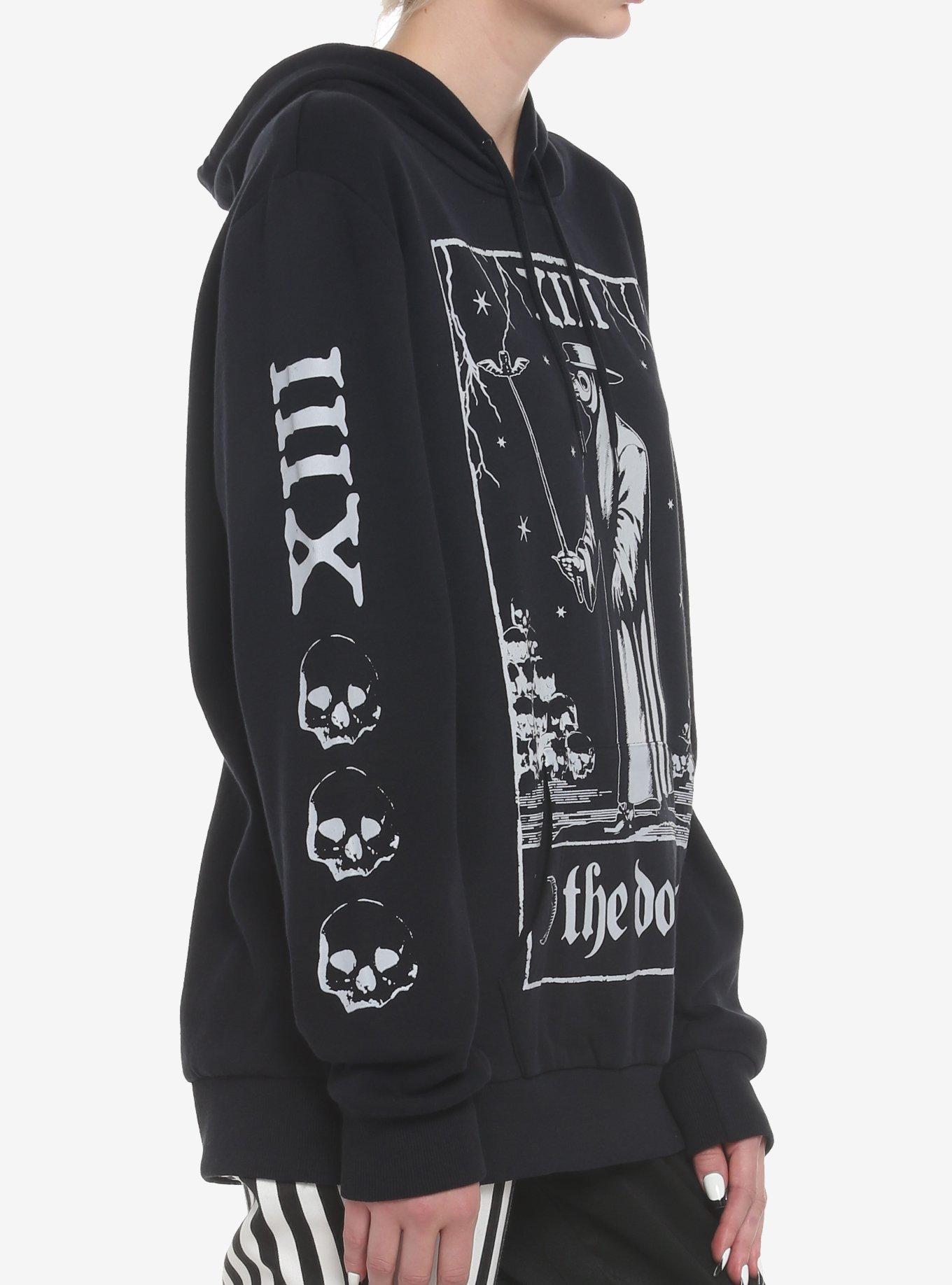 Plague Doctor Tarot Card Girls Hoodie, BLACK, alternate