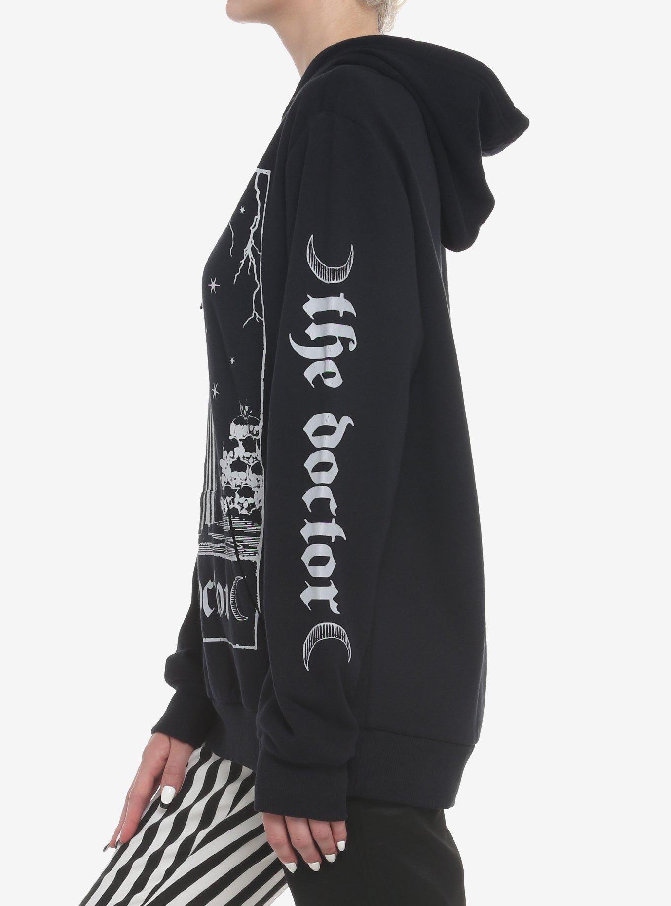 Plague Doctor Tarot Card Girls Hoodie, BLACK, alternate