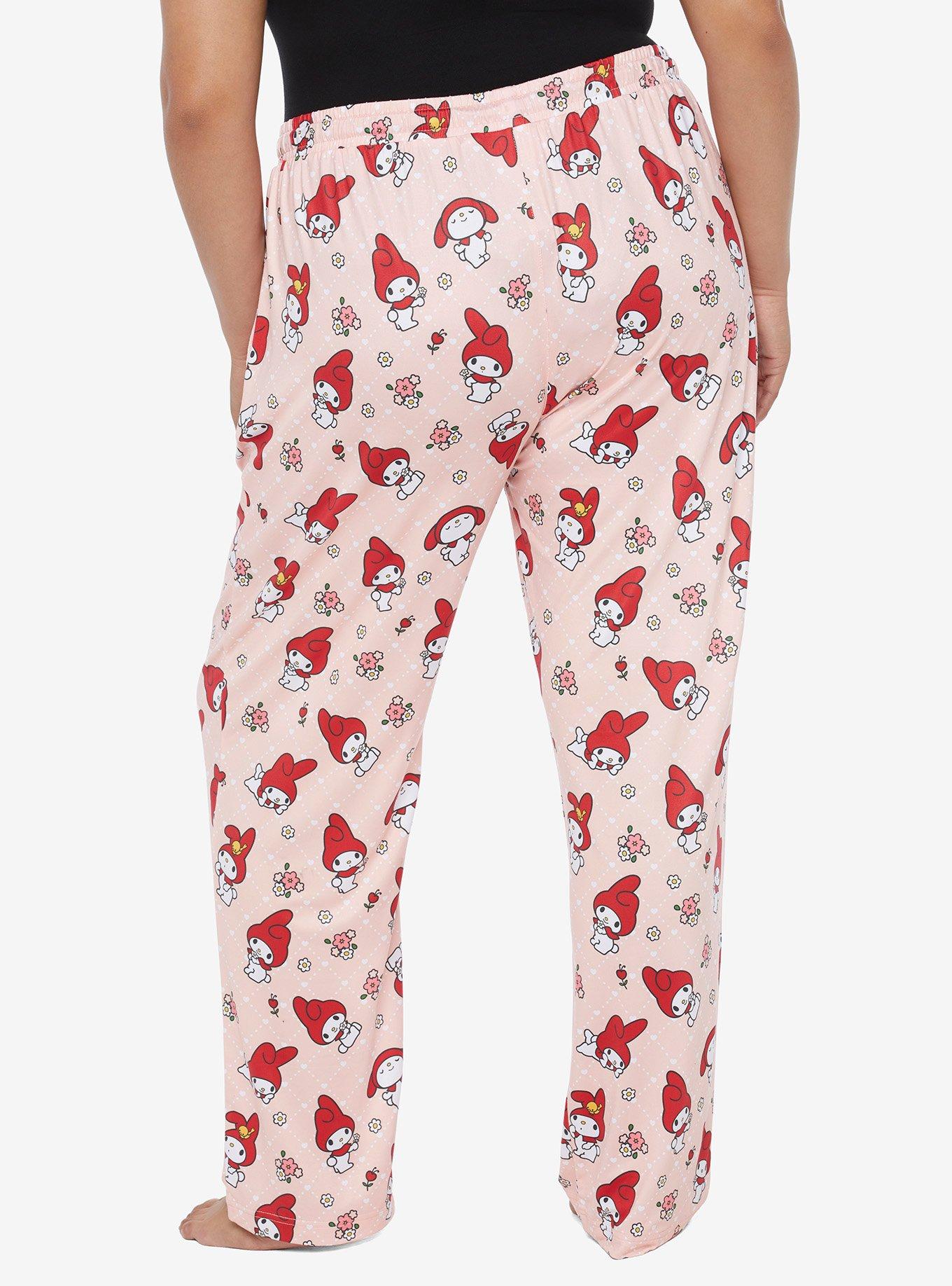 My Melody Allover Print Pajama Pants Plus Size, RED, alternate