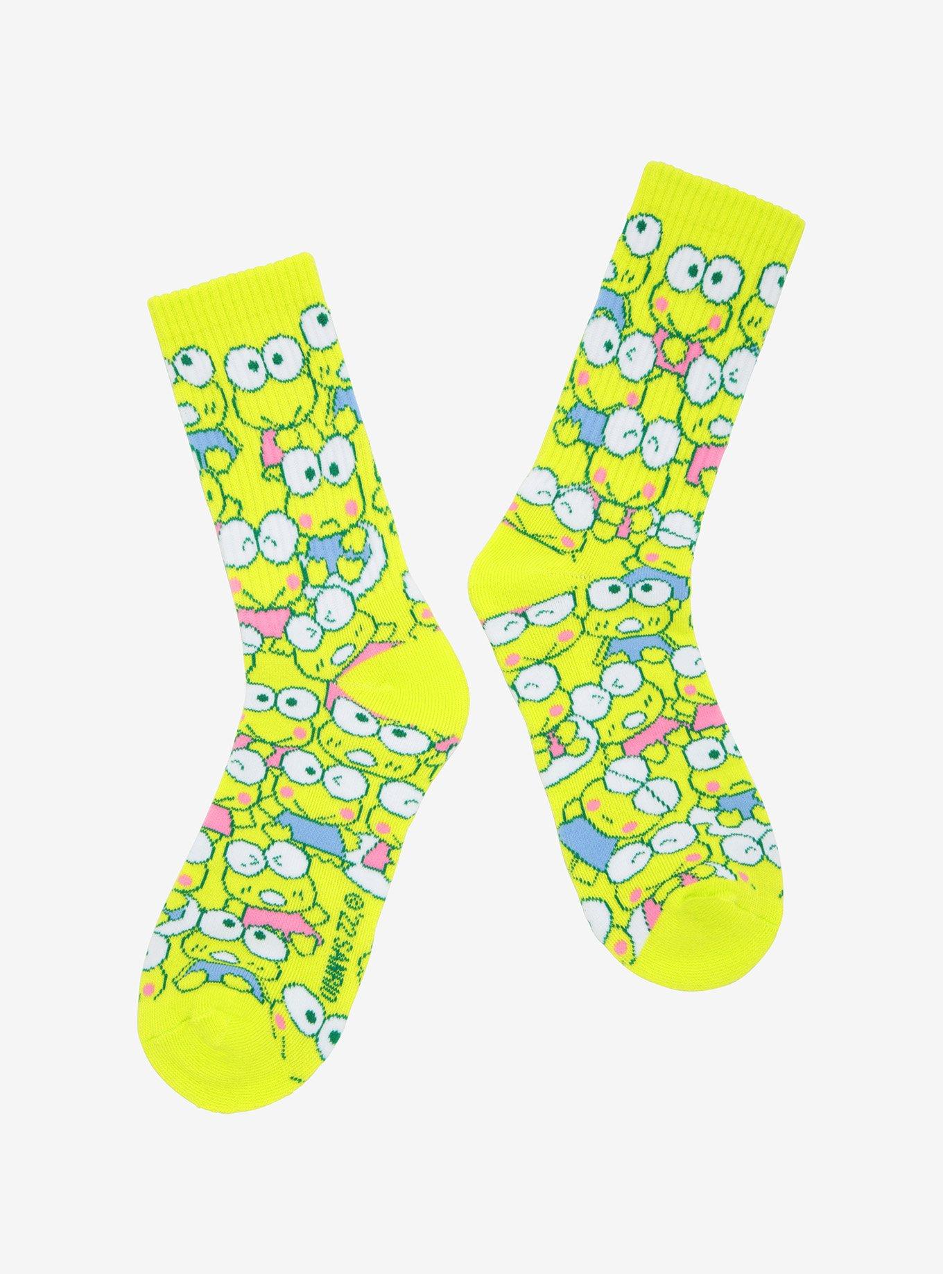 Keroppi Collage Neon Crew Socks, , alternate