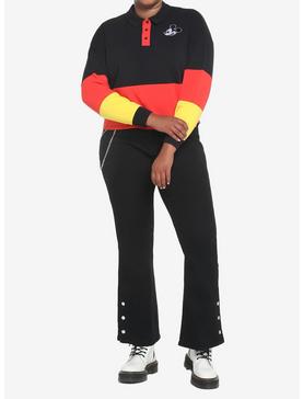 Disney Mickey Mouse Color-Block Girls Crop Long-Sleeve Polo Shirt Plus Size, , hi-res