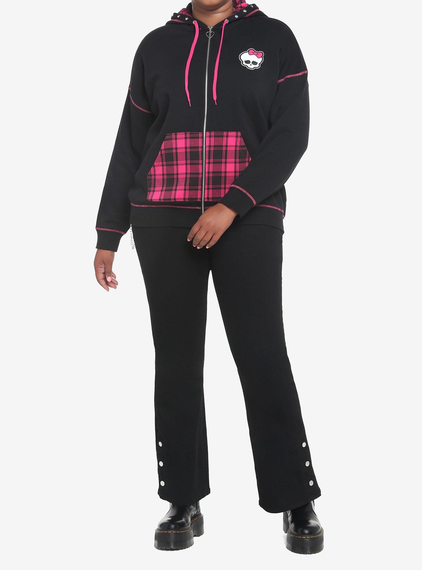Monster High Logo Plaid Girls Hoodie Plus Size, MULTI, alternate