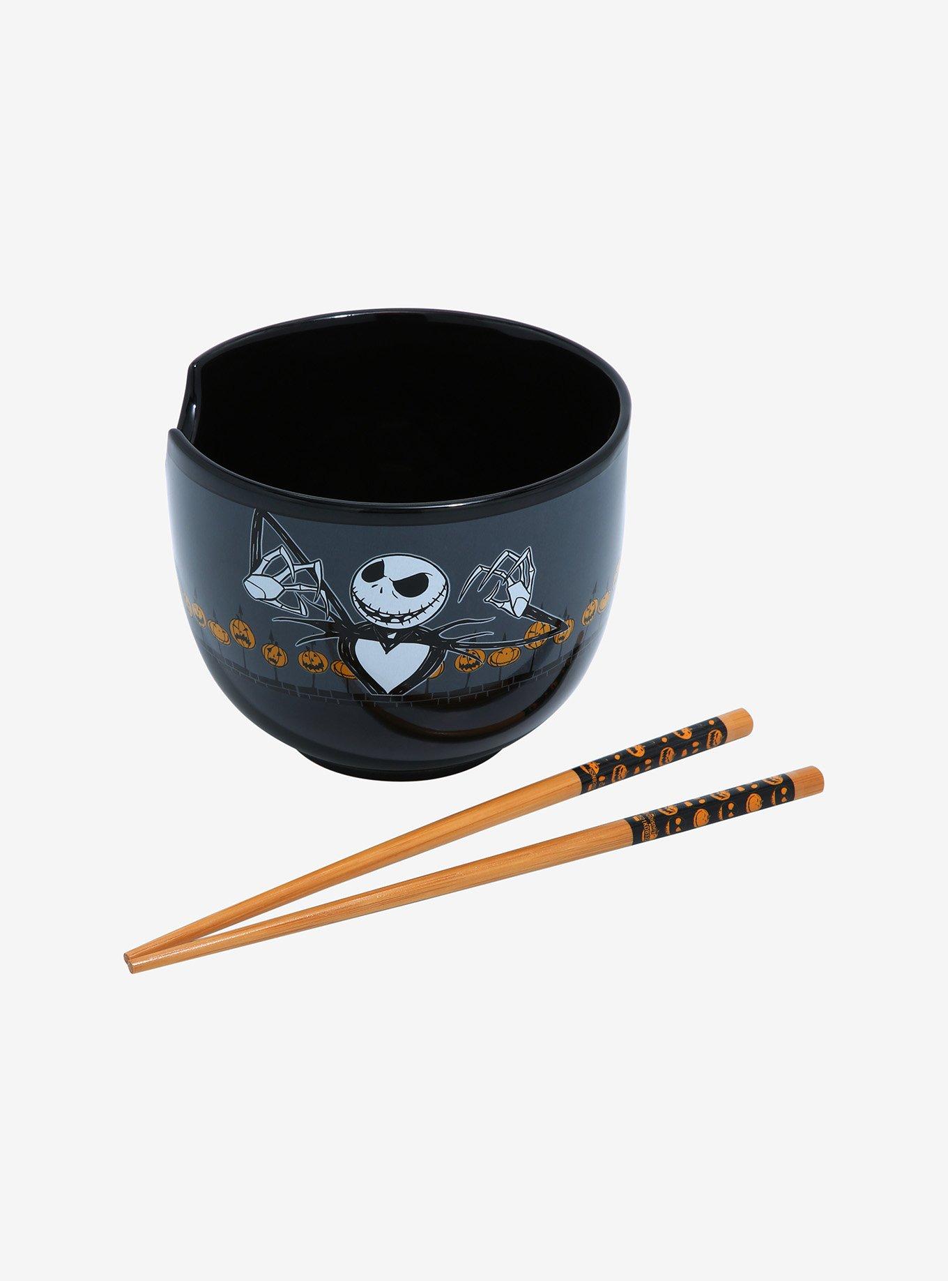 Disney The Nightmare Before Christmas Jack Skellington & Jack-o&rsquo;Lanterns Ramen Bowl with Chopsticks, , alternate