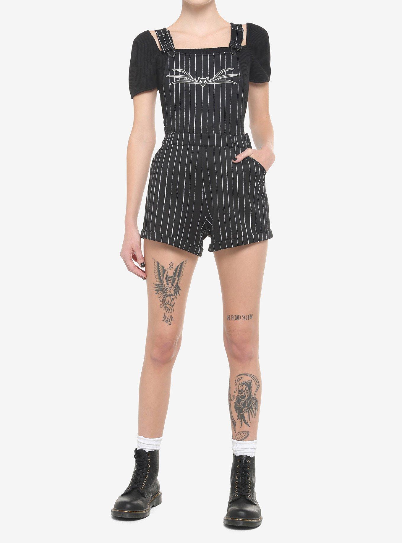 Nightmare Before Christmas Jack Pinstripe Shortalls | Hot Topic