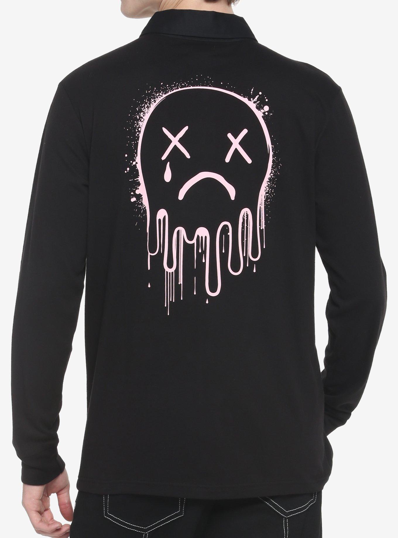 Black & Pink Punk Symbols Polo Long-Sleeve T-Shirt, PINK, alternate