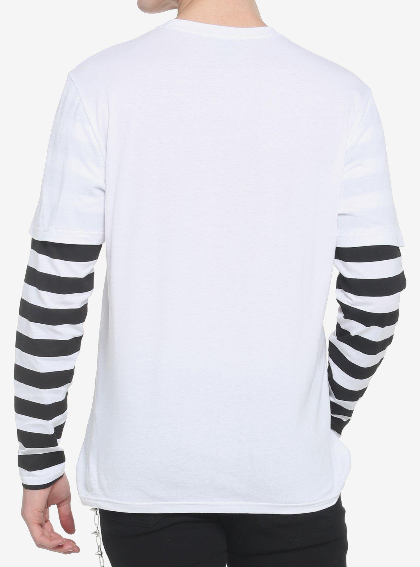 Black & White Stripe Bunny Twofer Long-Sleeve T-Shirt, BLACK, alternate