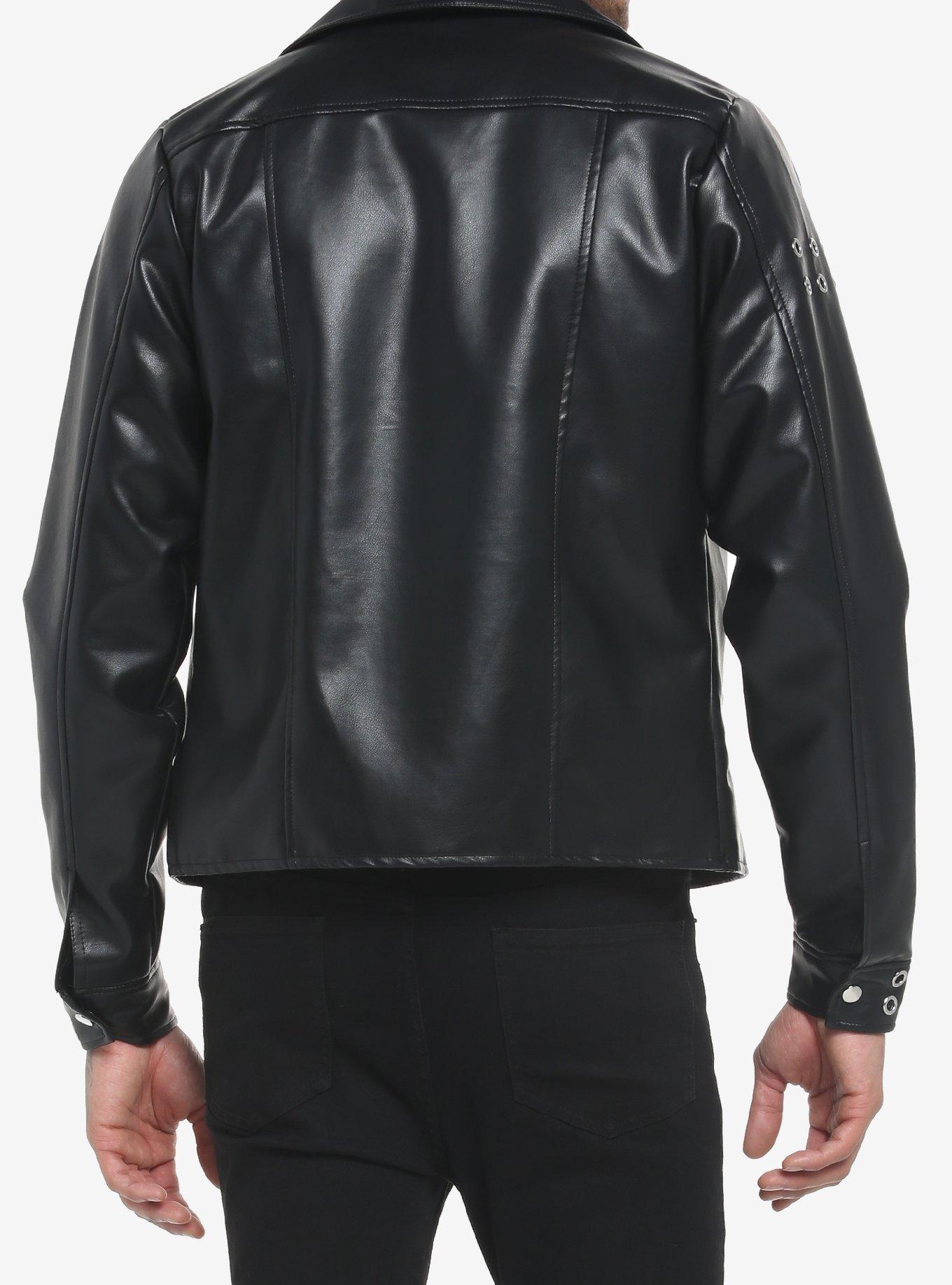 Black Grommets Motorcycle Jacket, BLACK, alternate